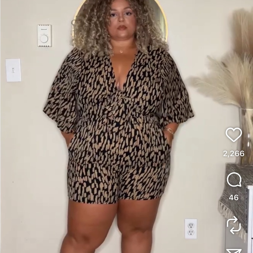 Stylish Black and Tan Patterned Romper